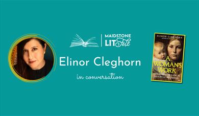 Photo of the author with the Lit Fest logo