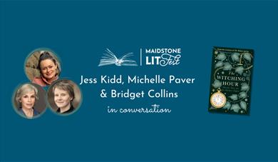Photo of the three authers and the LitFest logo