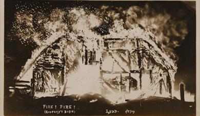 Kent Archives image of a burning building