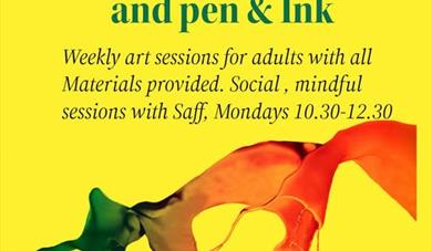 A Splash of Red and Green ink on a yellow background