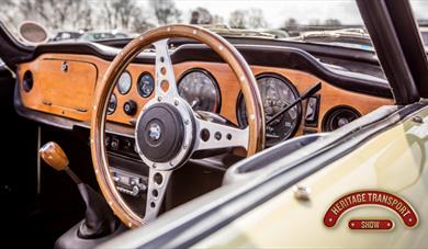 Inside a vintage car