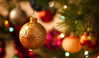 Christmas baubles on a tree