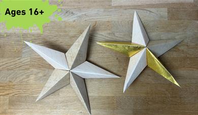 Ages 16+ with paint splat in the top left-hand corner, main image 2 origami stars