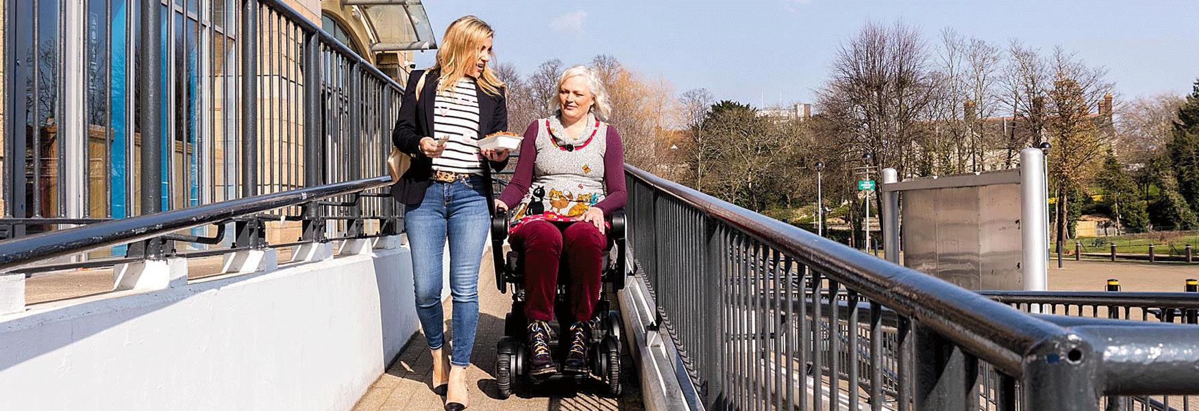 Maidstone welcome's scooter users - good ramps to link up Love Food at Lockmeadow Entertainment Complex with Maidstone River Park and Alfreco dining area.
