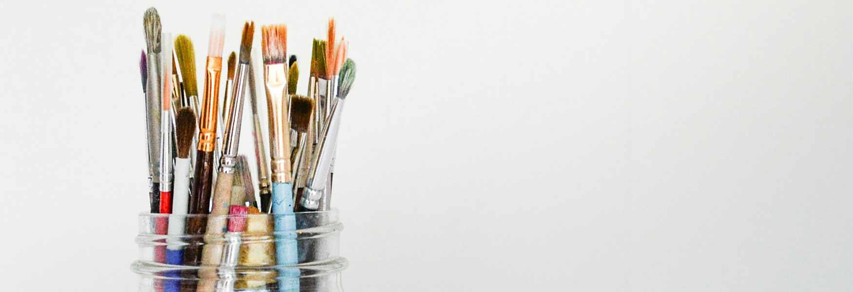 Jar of paint brushes