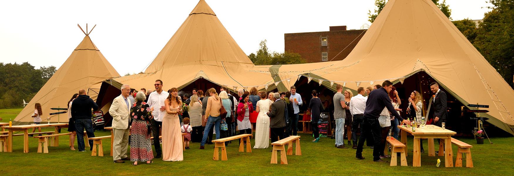 Tee Pee with guests outdoor