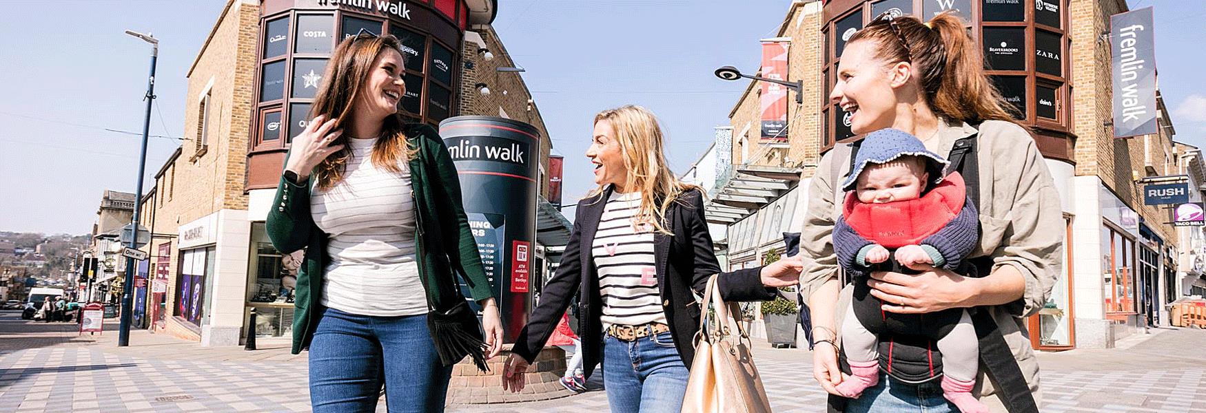 Group of Ladies with a baby shopping in Maidstone