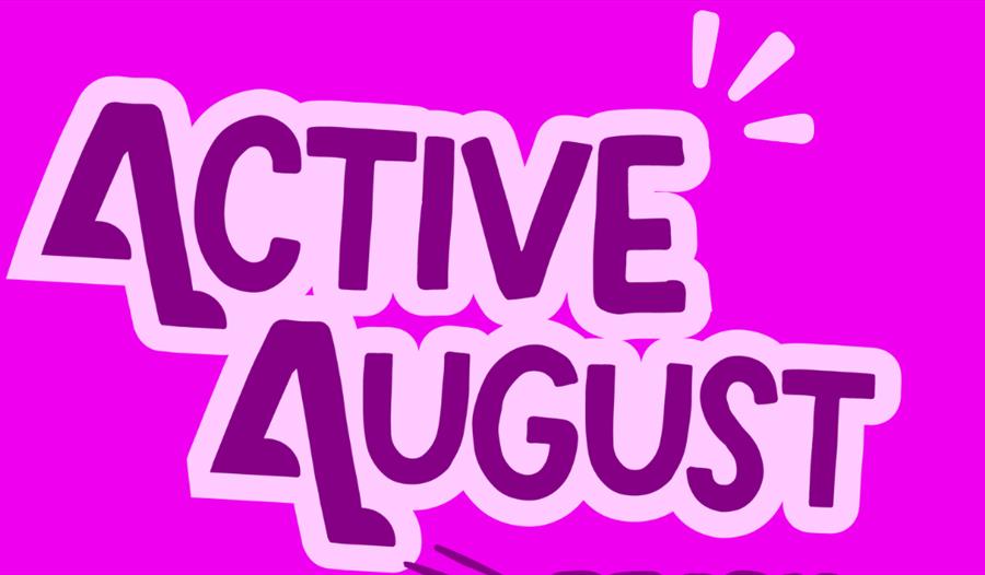 Purple Graphic with words Active August