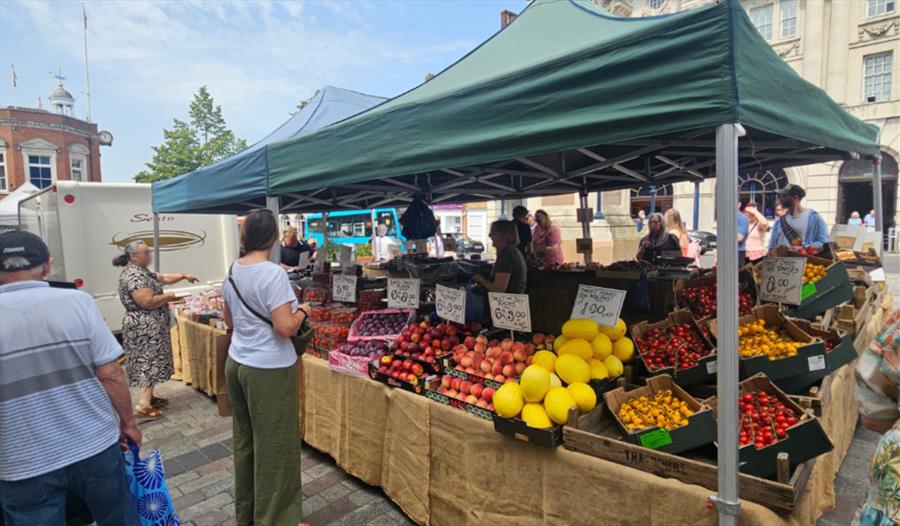 Jubilee Square Market fruit and veg stall