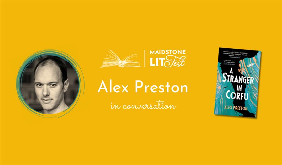 Photo of the author with the LitFest logo