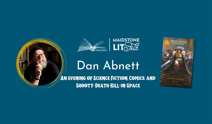 Photo of Dan Abett and the Maidstone LitFest logo