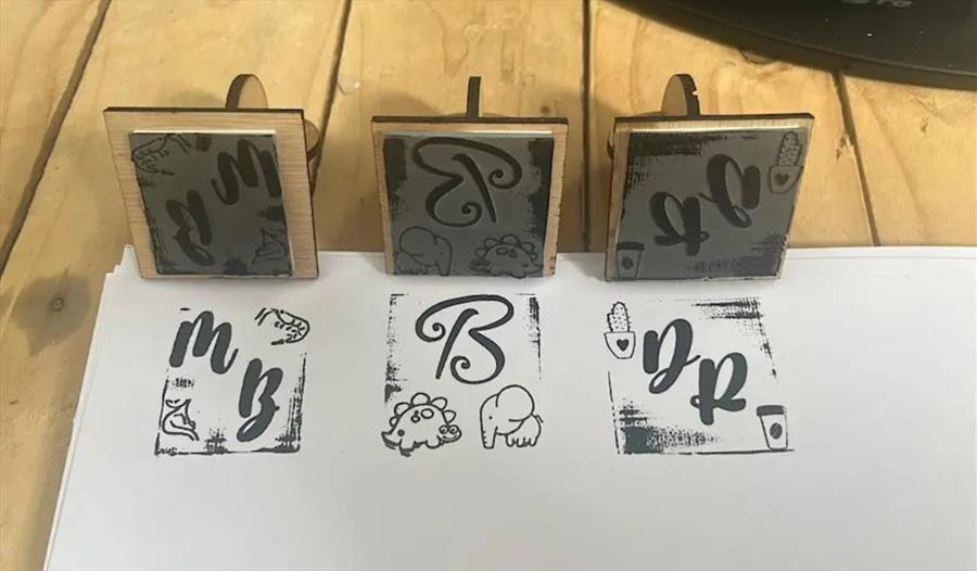 Laser cut stamps with initials