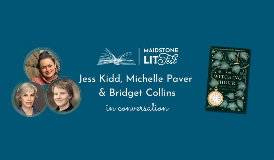 Photo of the three authers and the LitFest logo