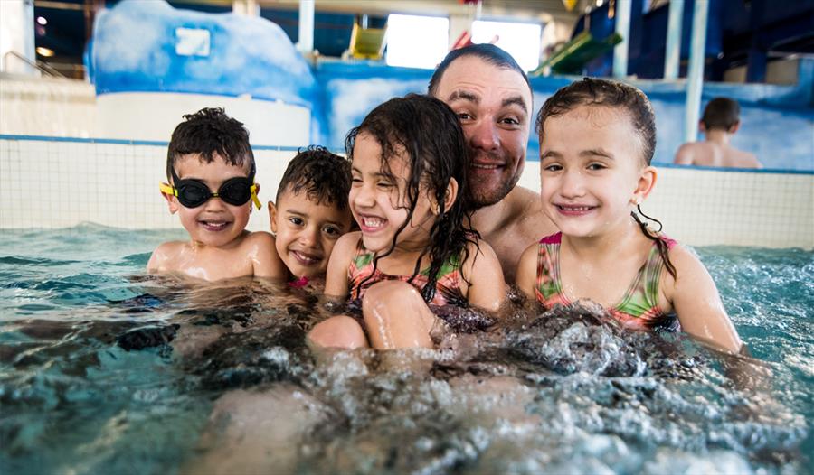 Family in the pool at Maidstone Leisure Centre