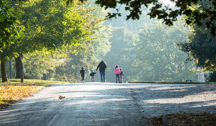 People walking in the distance in Mote Park