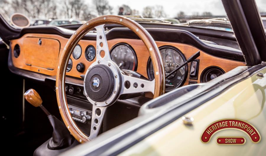 Inside a vintage car