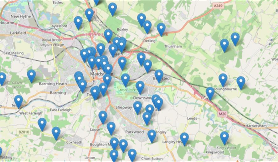 Map of locations across the borough