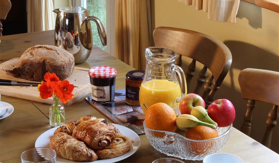 Breakfast buffet at Brick Kiln Cottage