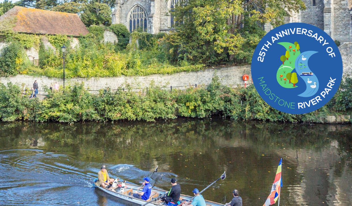 Boat on the the River Medway by the Archbishops Palace and All Saints