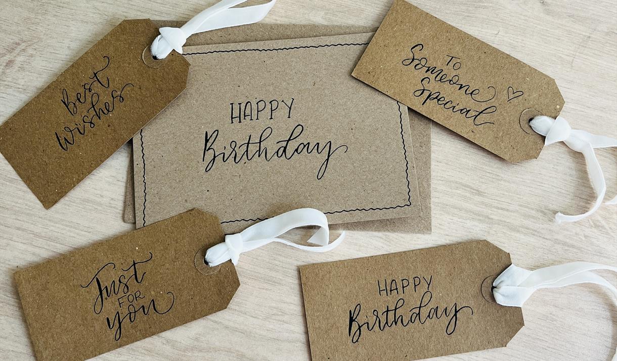 gift tags with beautiful cursive writing