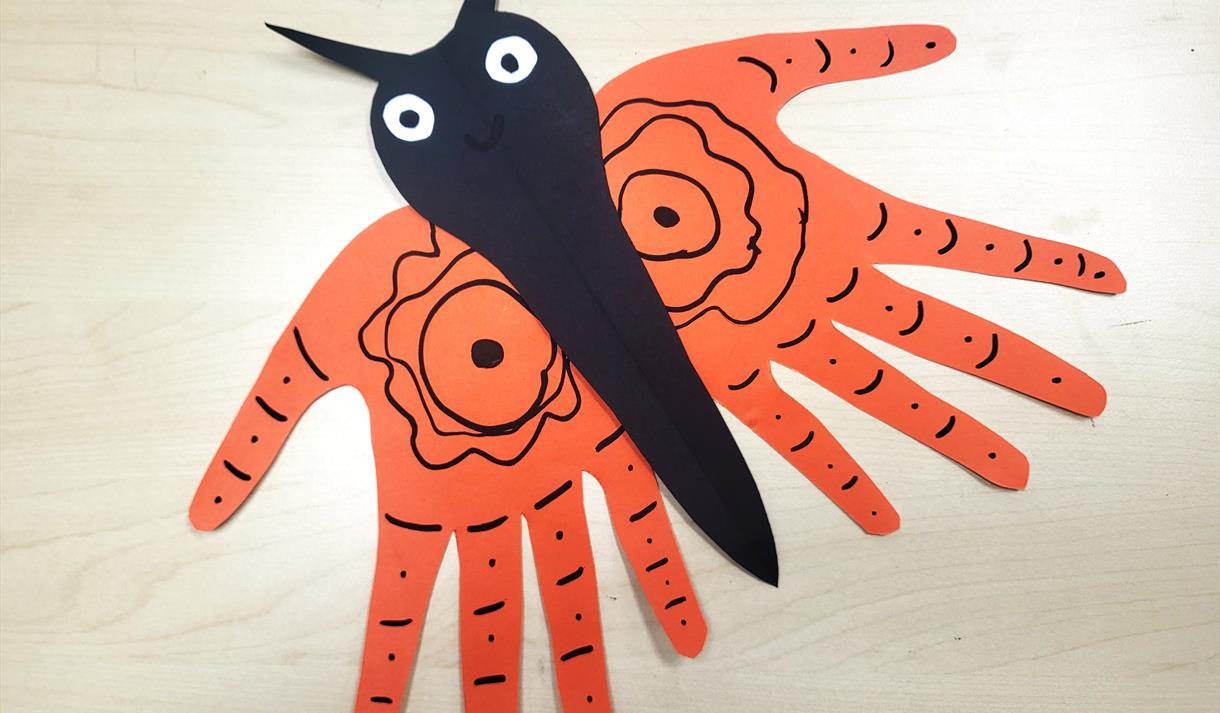 Picture of butterfly made from cut out hand shapes