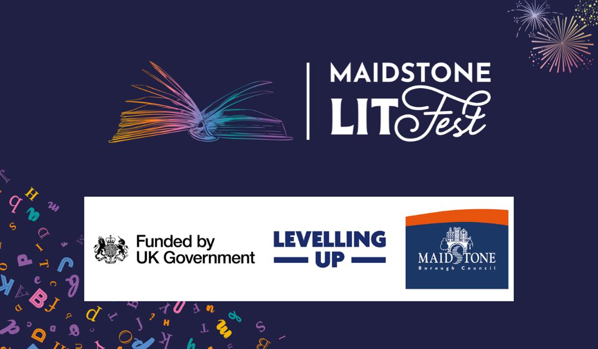 Maidstone LitFest logo with sponsor logos