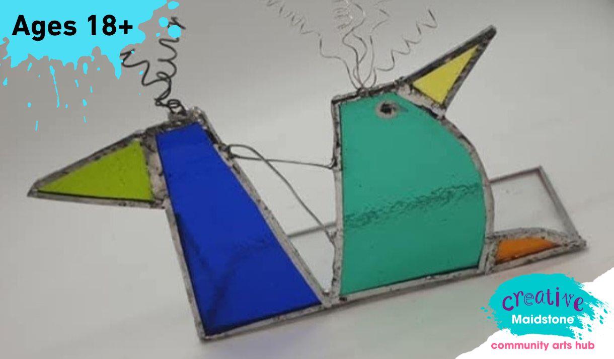 Two stained glass birds