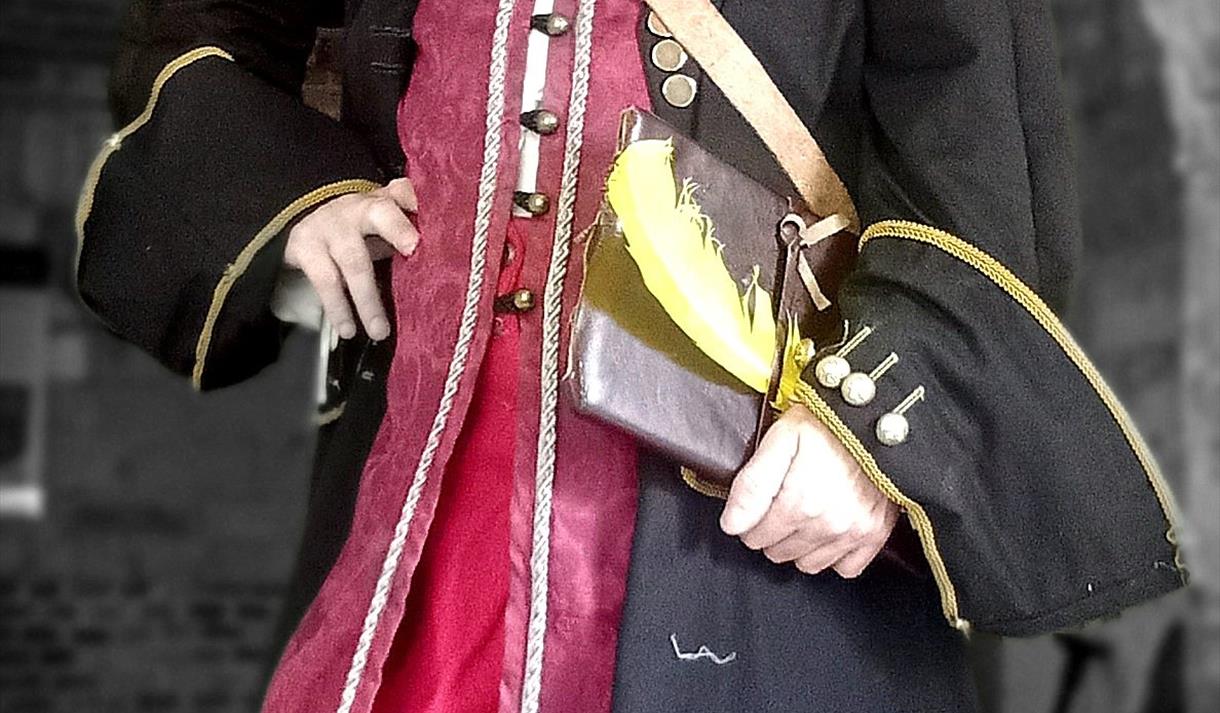 A gentleman dressed up as Samuel Pepys