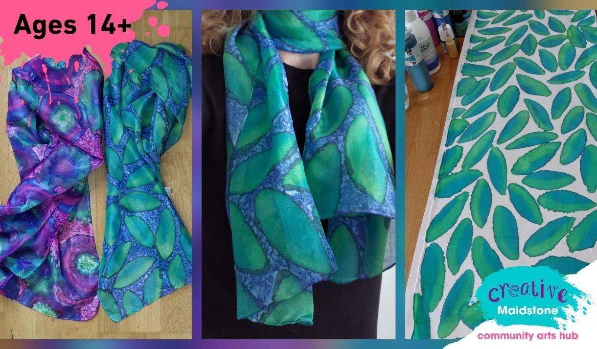 Hand painted silk scarves