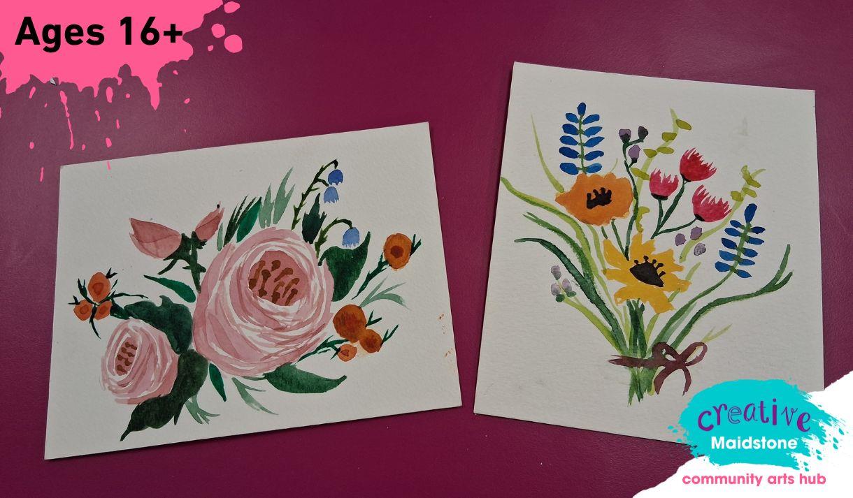 Watercolour paintings of flowers