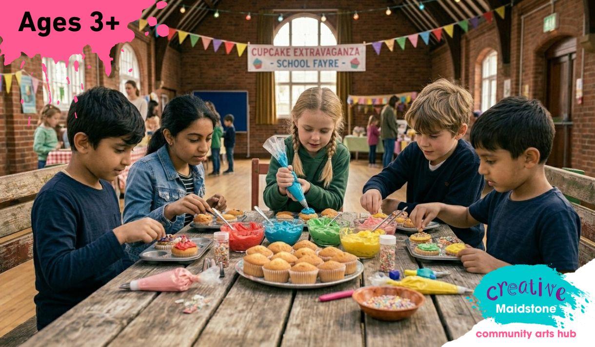 Children decorating cupcakes
