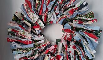 Rag Wreath against a white background