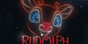 lights of a drone show showing Rudolph's head