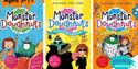 Monster Doughnuts book covers showing cartoon children with cartoon monsters. Colourful backgrounds