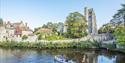 Archbishops' Palace and All Saints Church on the River Medway, next to the horseway.