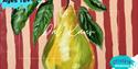 Painted pear on a striped background