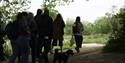 Group of people on a guided walk through a park