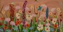 An artwork by Jane Burdett featuring a summer meadow of wild flowers and insects