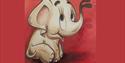 A cartoon elephant drawn by artist Tony Hart