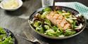 Griddled salmon and salad