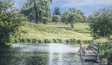 Boys and bicycles at Teston Bridge Country Park at the landing point