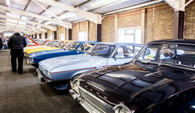 line up of vintage cars