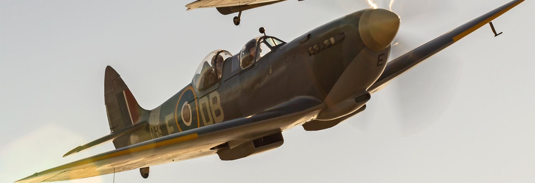 Battle of Britain Airshow, Headcorn, Maidstone, Kent.  September 2020, with Spitfires and a host of pristine antique aircraft taking to the skies.