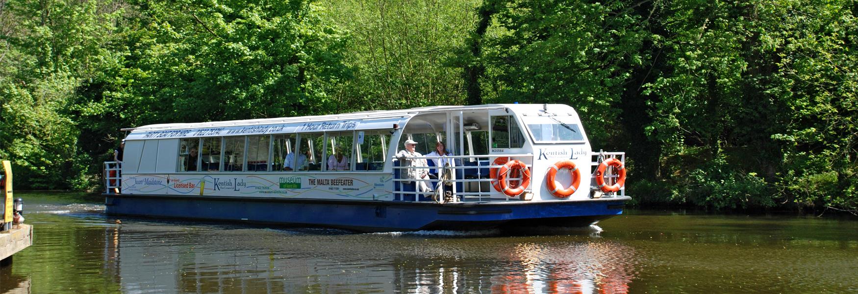Kentish Lady River Cruises offer trips along the River Medway from Maidstone town centre to Allington Lock and to East Farleigh. An audio tour explains the history of the town centre as you cruise through and allows you time to enjoy the wildlife once you leave the town centre. One hour trips or three hours with a picnic lunch.