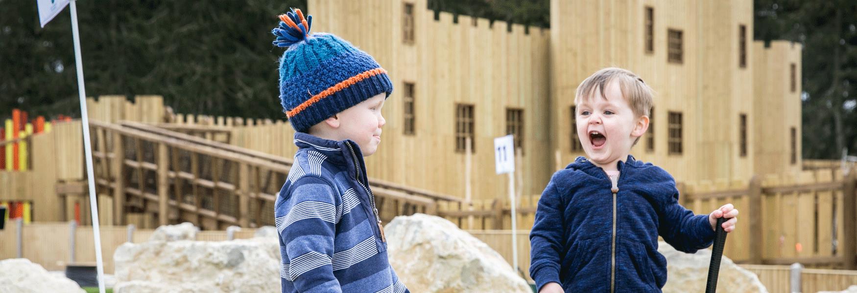 Accessible and family friendly Adventure Golf at Leeds Castle makes sure that everyone has a great time, laughing and helping one another.