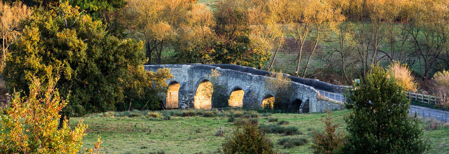 Autumnal view of the medieval Teston Bridge
