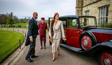 1930's style arrival at Leeds Castle