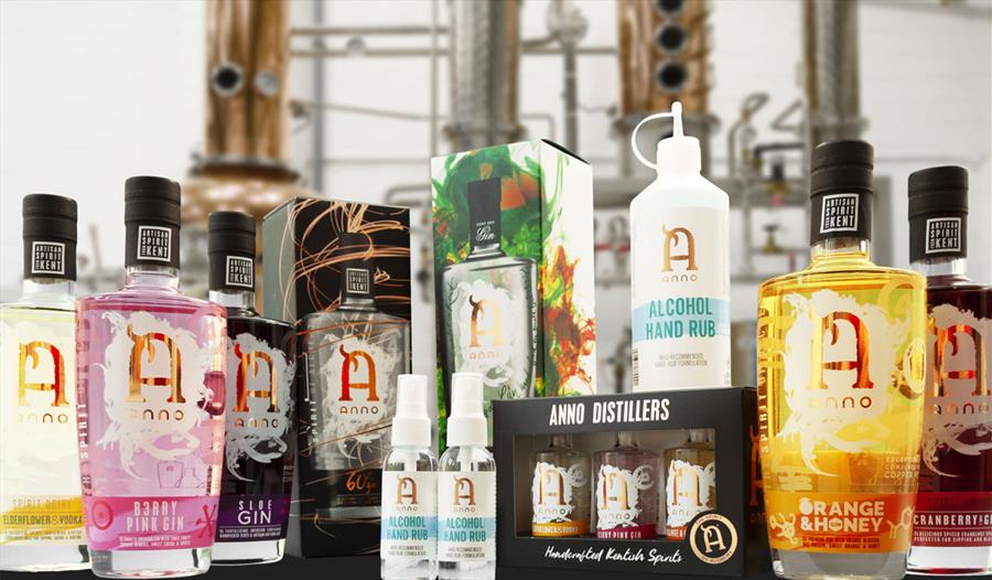A selection of Anno Gins' and hand sanitizer