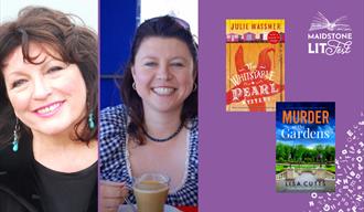 Julie Wassmer and Lisa Cutts with their books in a graphic for Maidstone LitFest