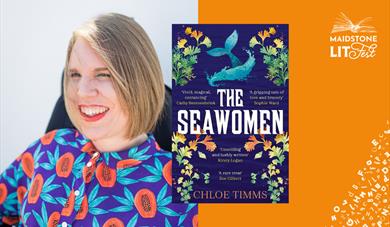 Chloe Timms with her book 'The Seawomen' as a graphic for Maidstone LitFest